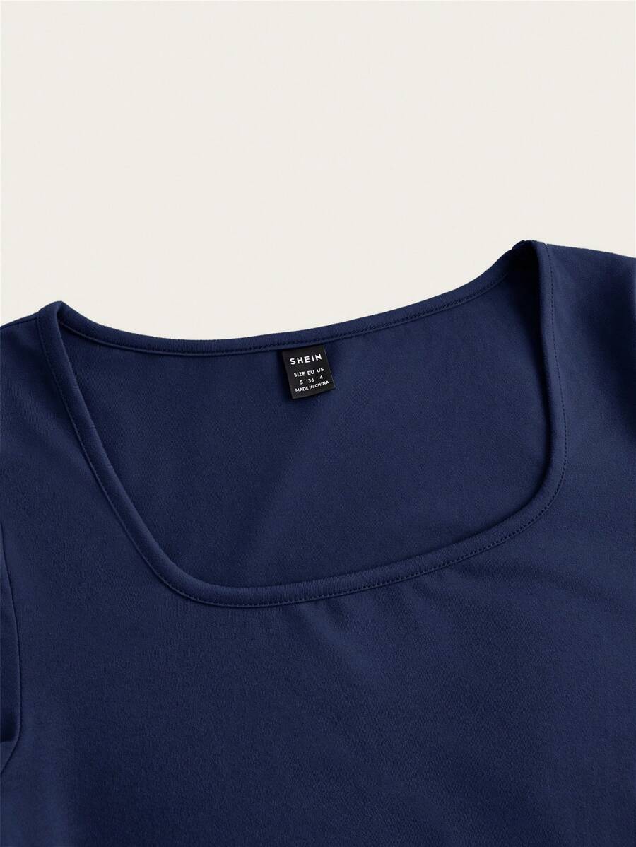 SHEIN EZwear طقم 3 قطع تي شيرت بياقة مربعة وأكمام قصيرة
