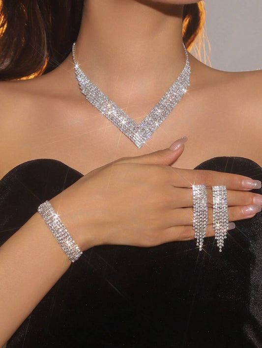 SHEIN طقم مجوهرات 3 قطع ابيض عرائسي أنيق