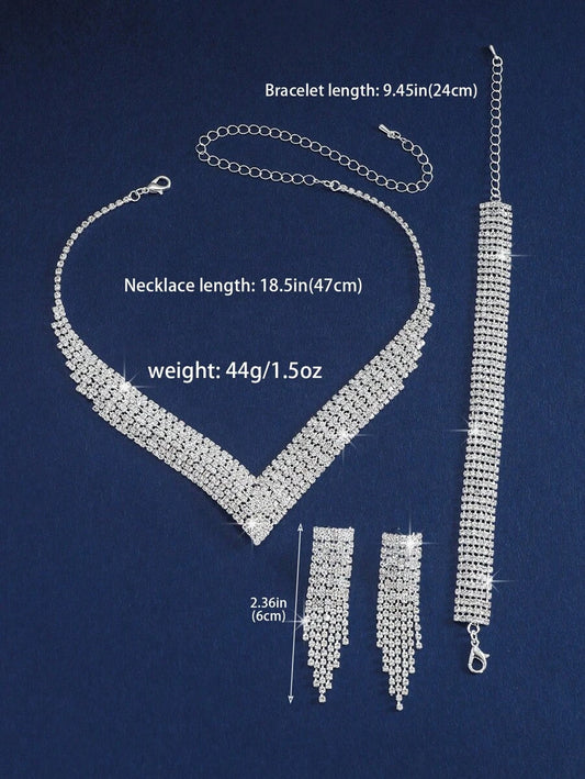 SHEIN طقم مجوهرات 3 قطع ابيض عرائسي أنيق