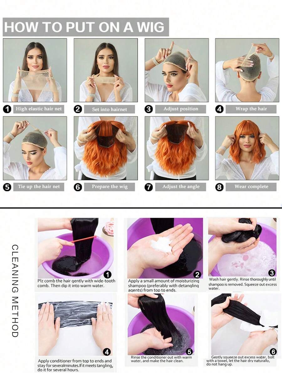 SHEIN باروكة قصيرة شعر مستقيم أسود مع غرة مقاومة للحرارة