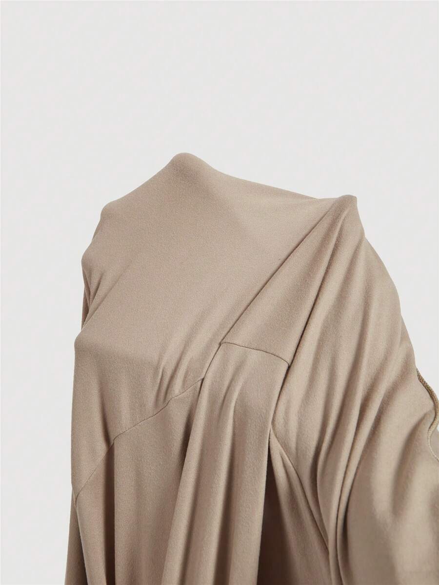 SHEIN MOD فستان مشمشي ماكسي بلا أكمام مربع الرقبة