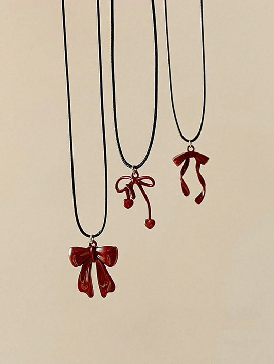 SHEIN قلادة فيونكة حمراء أنيقة