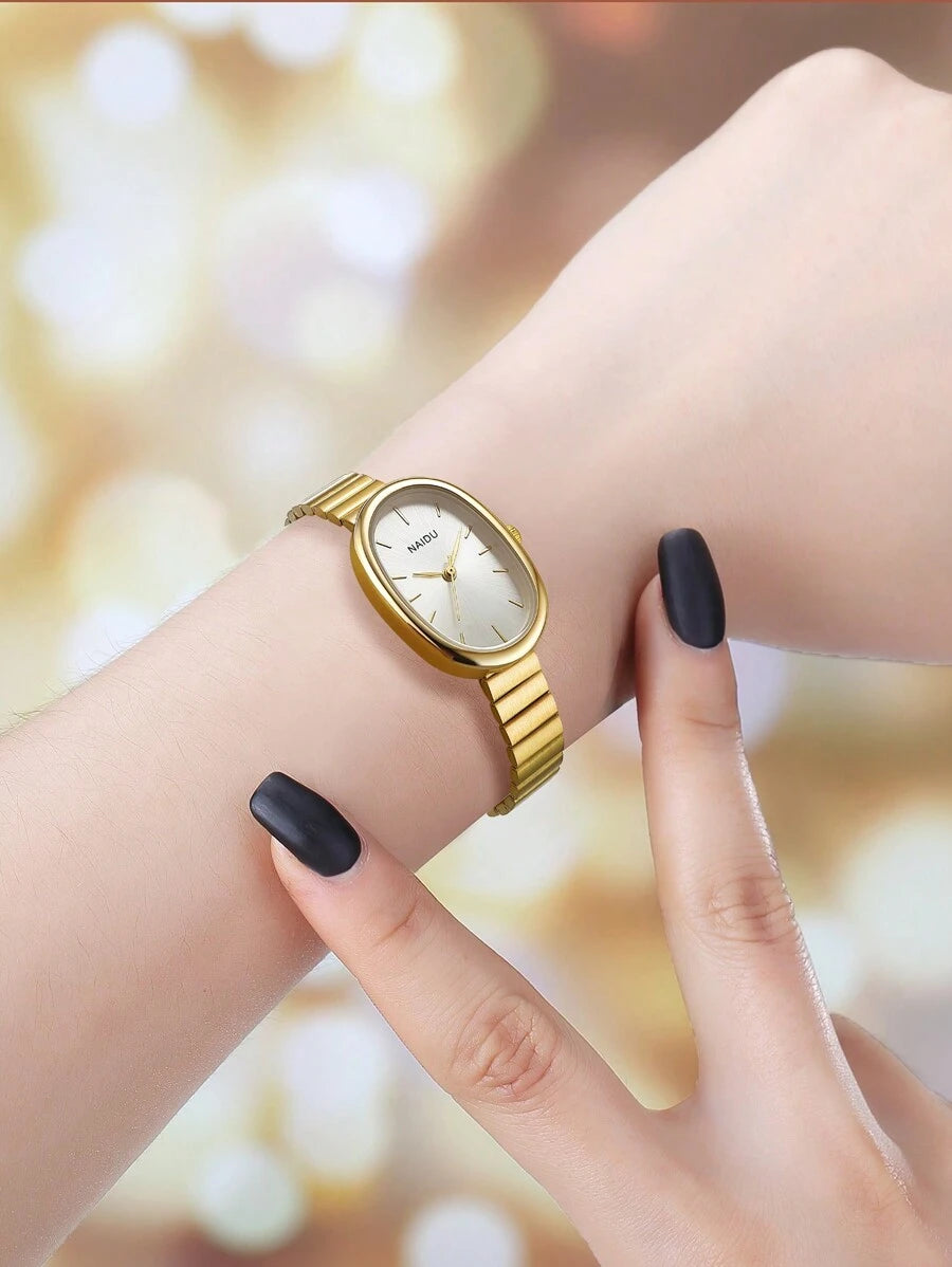 SHEIN ساعة نسائية فولاذ قوسية كوارتز