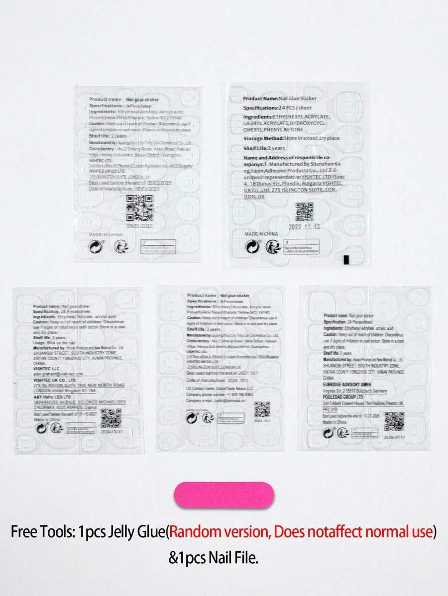 SHEIN مجموعة أظافر حمراء 24 قطعة متوسطة شكل لوز