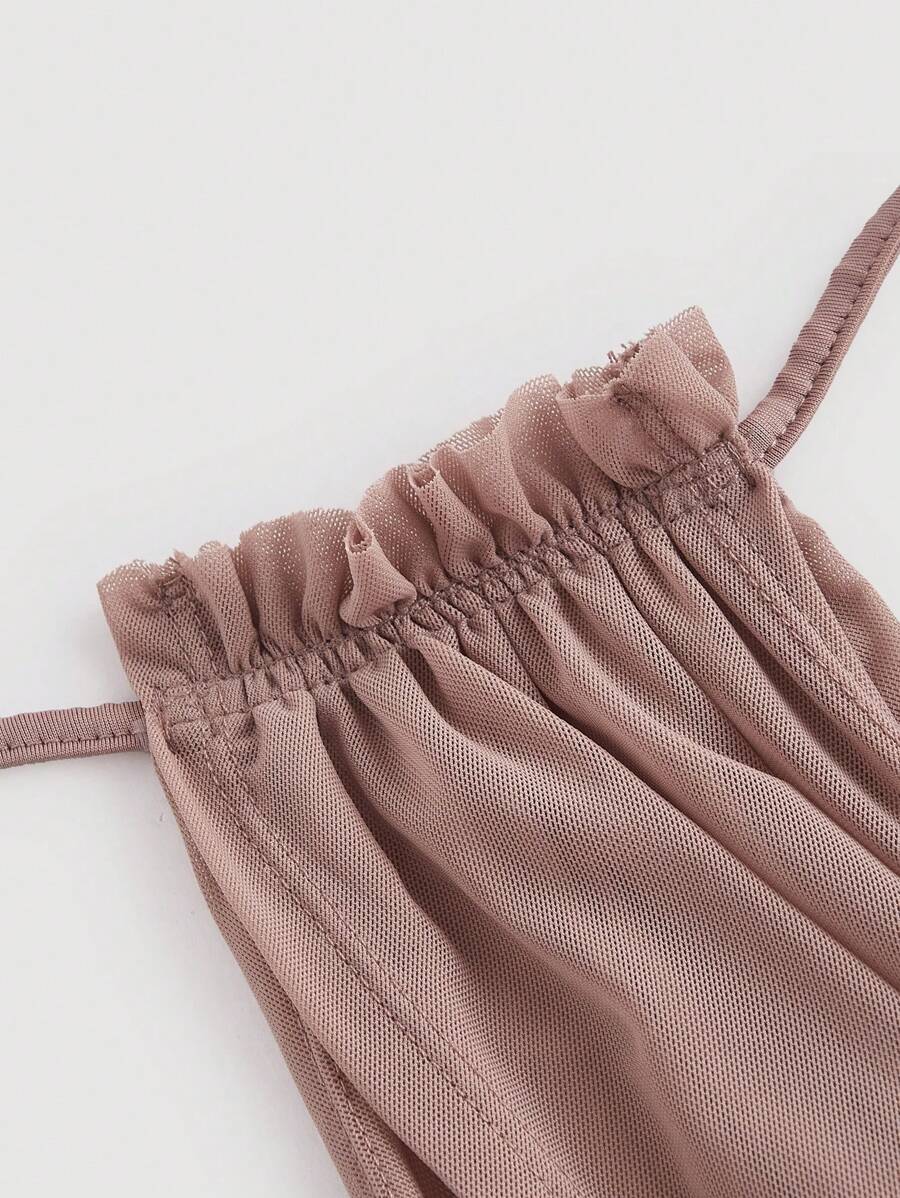 SHEIN MOD فستان طويل وردي بياقة حلقية وذيل سمكة