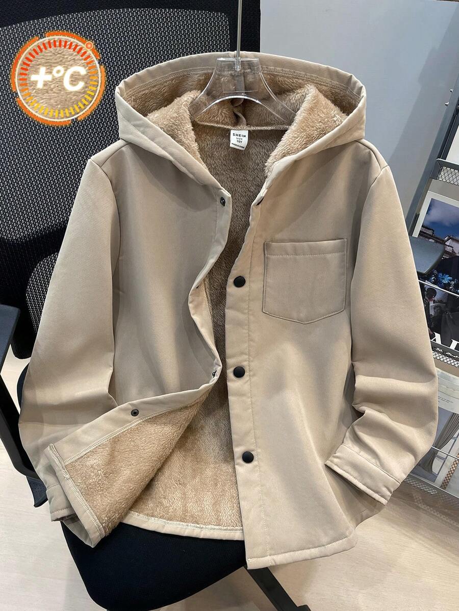 SHEIN معطف أولادي مبطن بالفليس مع رباط