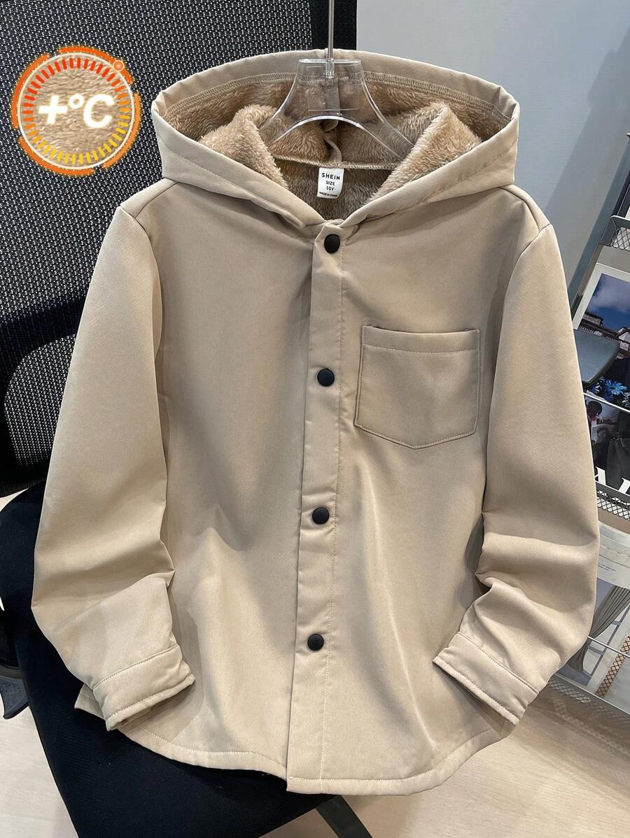 SHEIN معطف أولادي مبطن بالفليس مع رباط