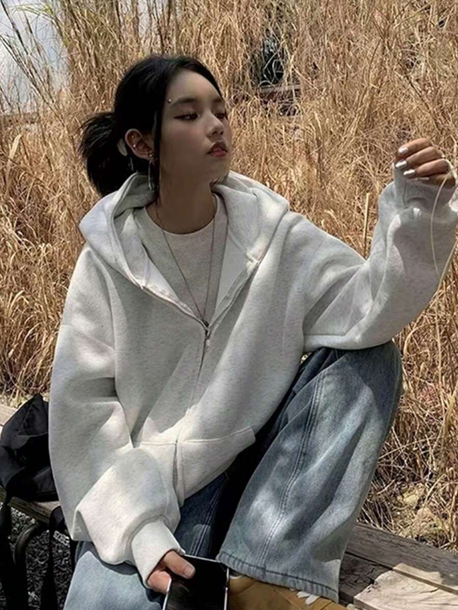 SHEIN بلوزة كاجوال بأكمام متساقطة بلون موحد