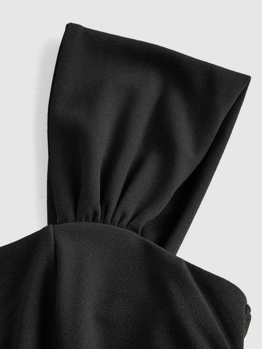 SHEIN MOD فستان أسود طويل بتصميم منثني أنيق