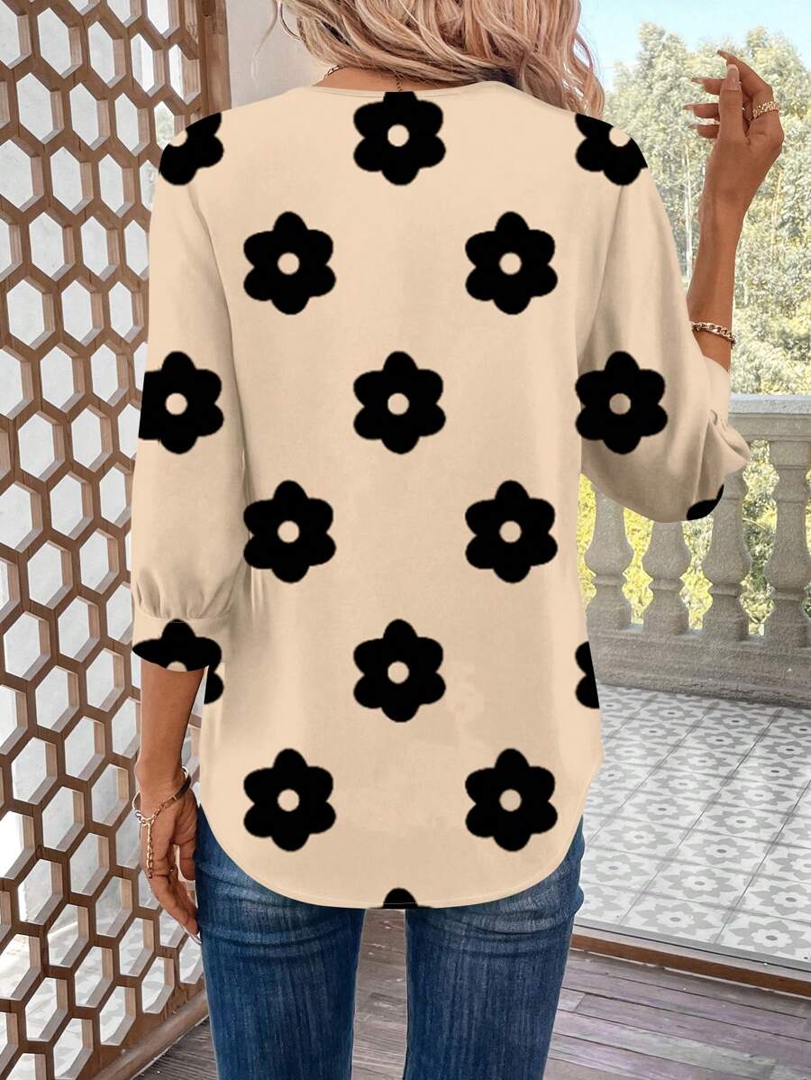 SHEIN LUNE بلوزة بطبعة نمر كاجوال أنيقة