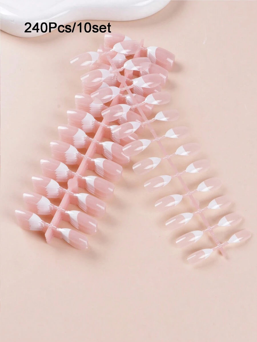 SHEIN أظافر 240 قطعة بشكل لوز صناعي بسيط مع نقوش جرافيكية