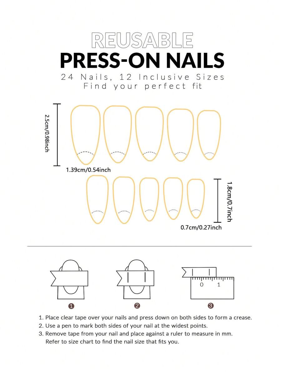 SHEIN أظافر 240 قطعة بشكل لوز صناعي بسيط مع نقوش جرافيكية