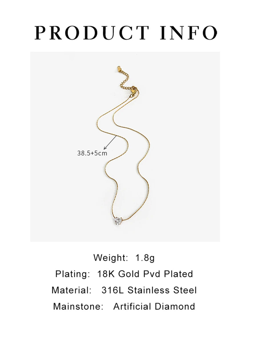 SHEIN قلادة ذهبية بفولاذ مقاوم للصدأ وحجر الراين