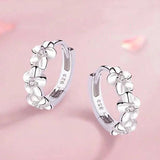 SHEIN أقراط إبزيم فضة إسترليني بتصميم زهري أنيق