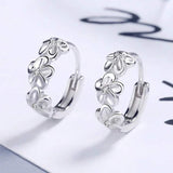 SHEIN أقراط إبزيم فضة إسترليني بتصميم زهري أنيق