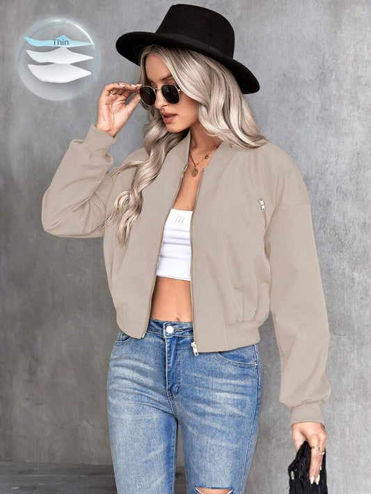 SHEIN LUNE جاكيت بومبر نسائي بسحاب وبلون مشمشي
