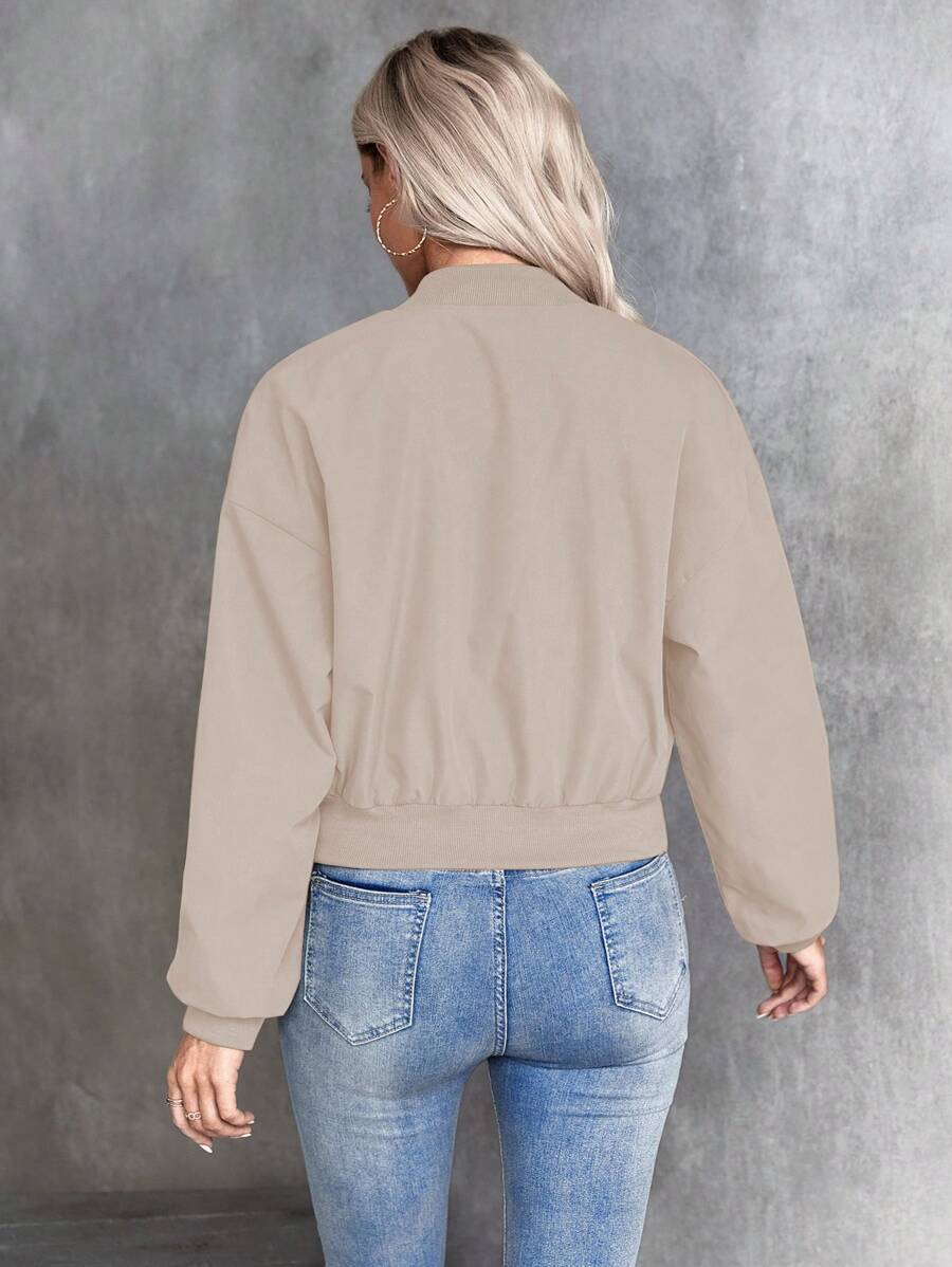 SHEIN LUNE جاكيت بومبر نسائي بسحاب وبلون مشمشي