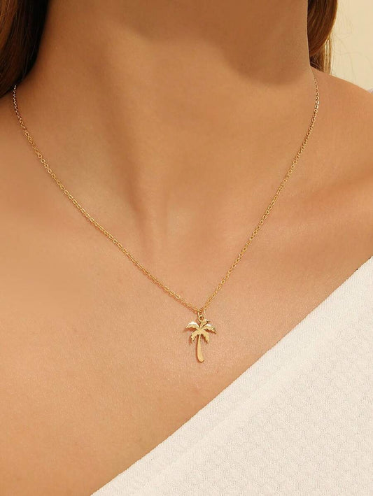 SHEIN قلادة نخلة جوز الهند من ستانلس ستيل