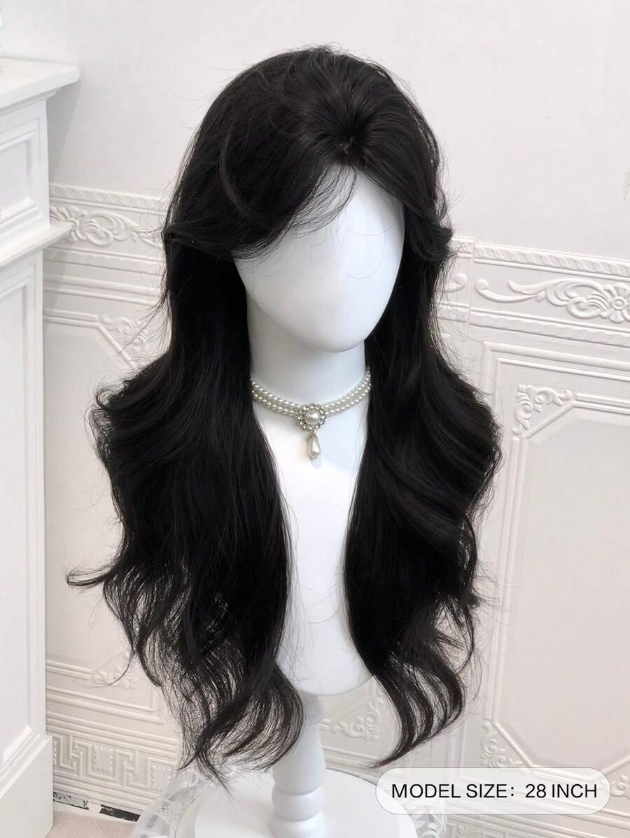 SHEIN AliceGarden باروكة صناعية مموجة 28 بوصة مع خط وسط