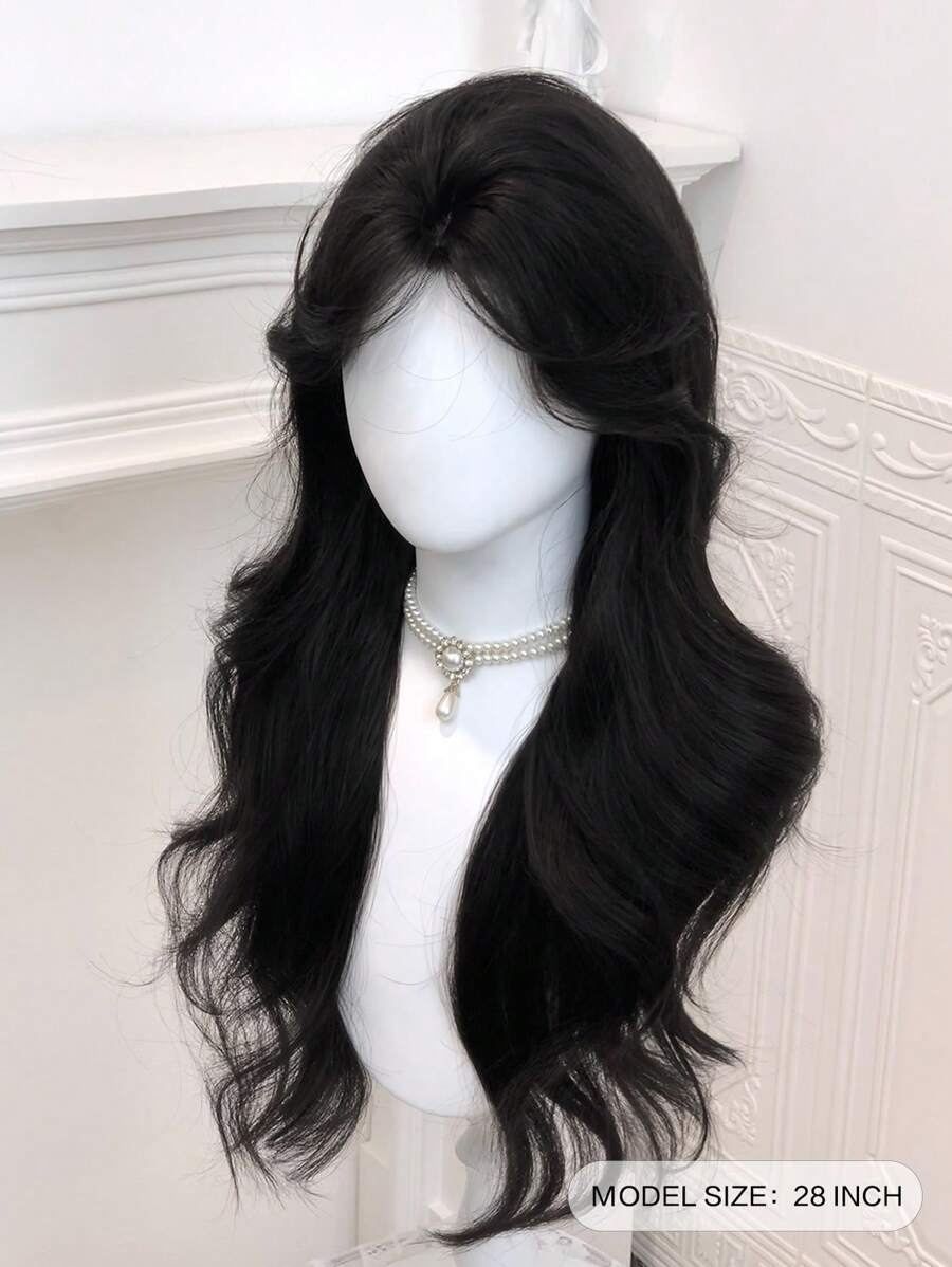 SHEIN AliceGarden باروكة صناعية مموجة 28 بوصة مع خط وسط
