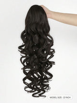 SHEIN باروكة شعر طويل 22 بوصة بلون أسود مموج بمشبك وسحاب