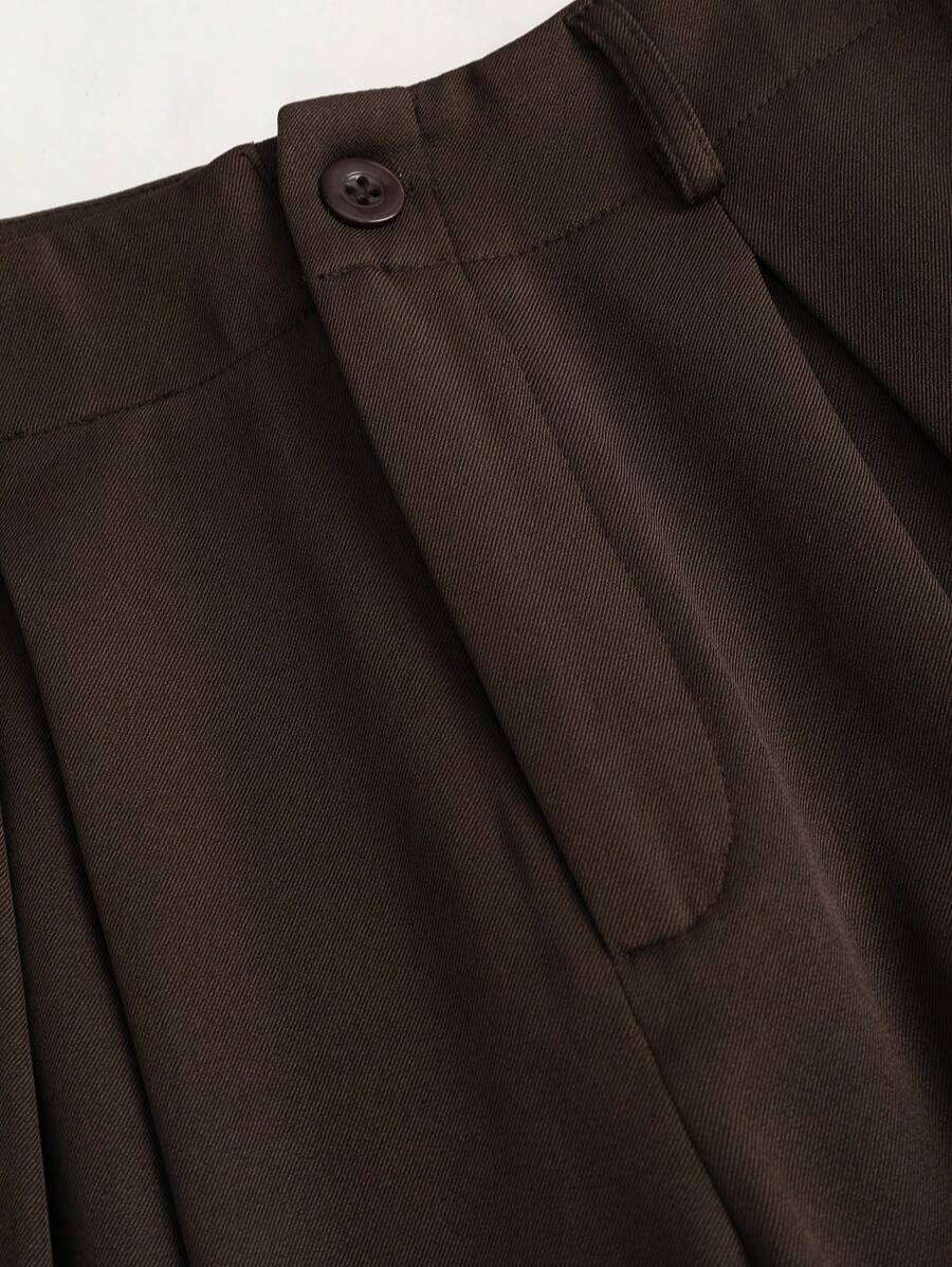 SHEIN Sweetra بنطلون جاكار بطيات أنيق بقصة واسعة