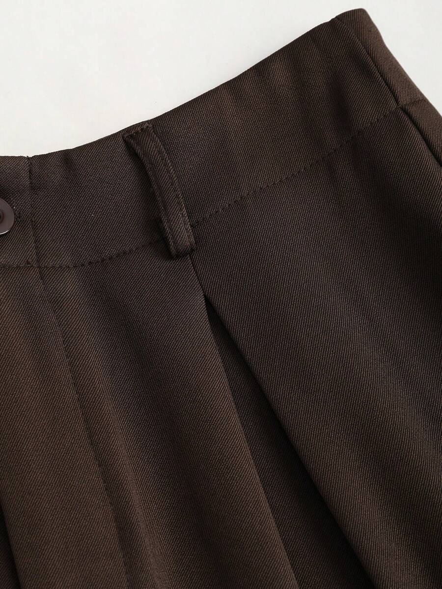 SHEIN Sweetra بنطلون جاكار بطيات أنيق بقصة واسعة