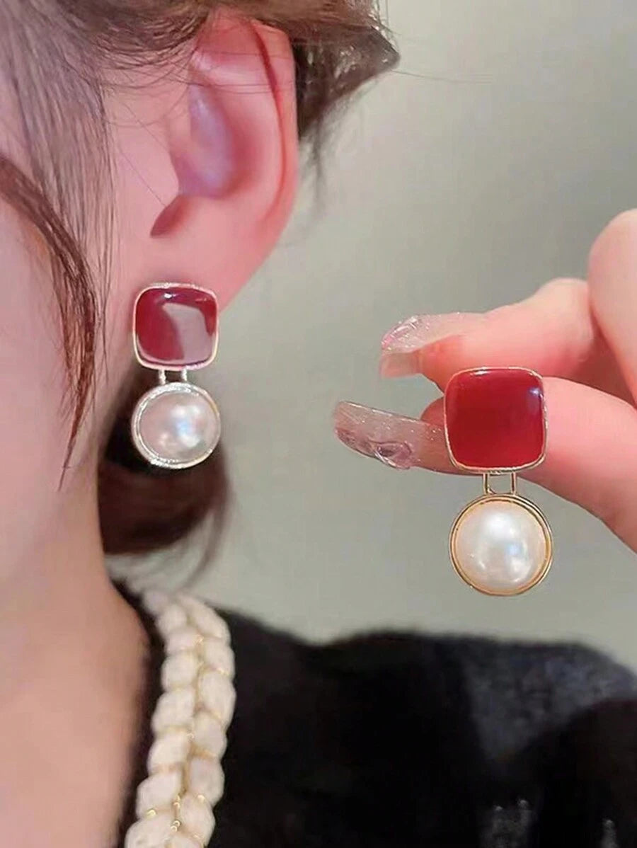 SHEIN مجموعة 5 أزواج أقراط بأشكال متنوعة مزخرفة باللؤلؤ
