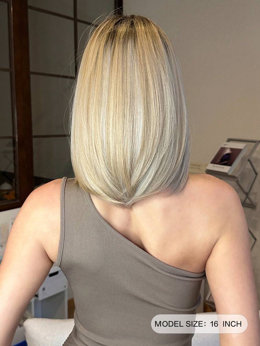 SHEIN باروكة شعر أشقر أبيض قصيرة 16 بوصة مقاومة للحرارة