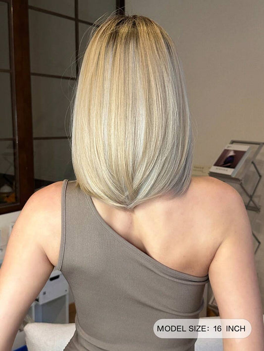 SHEIN باروكة شعر أشقر أبيض قصيرة 16 بوصة مقاومة للحرارة