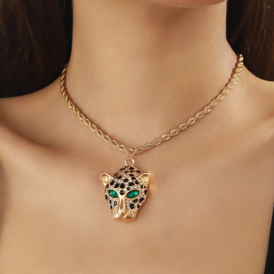 SHEIN قلادة هيب هوب بعقد نمر مطلي ذهب 14 قيراط