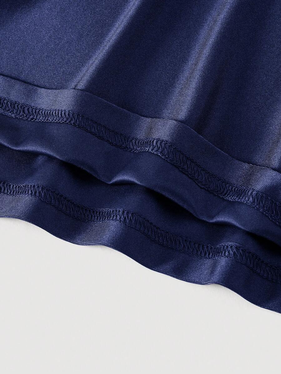 SHEIN MOD فستان كامي بخصر مطاطي وطيات مكدسة بلون أزرق غامق