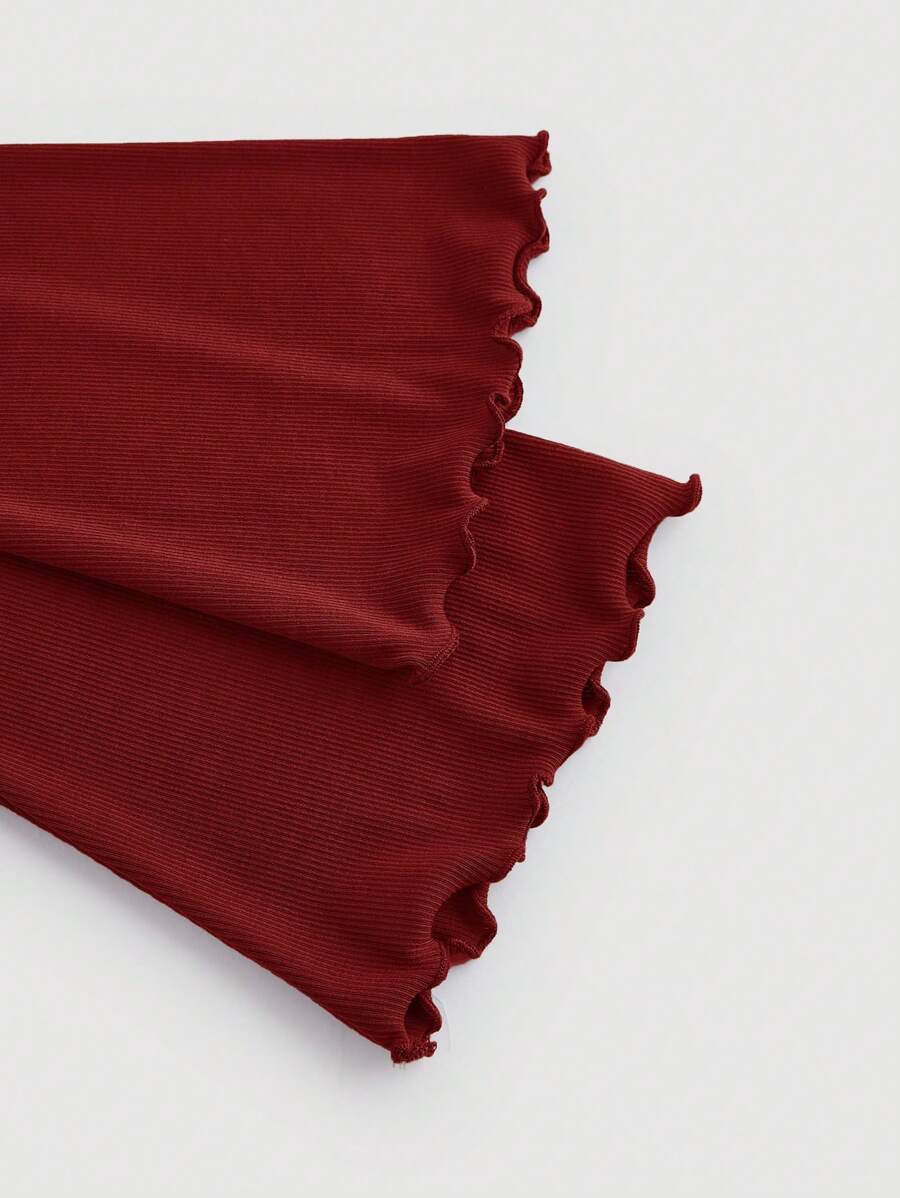 SHEIN MOD فستان عنابي كاجوال بأكمام طويلة ونقشات مطرزة