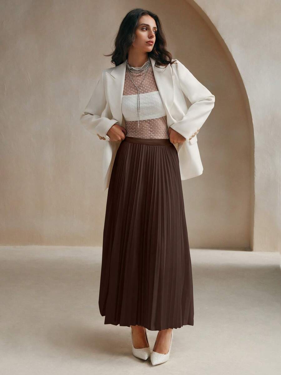 SHEIN Anewsta تنورة ماكسي بخطوط