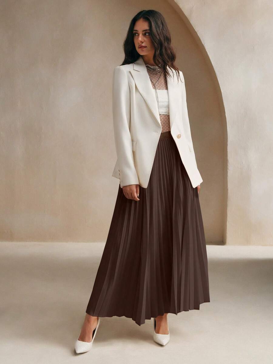 SHEIN Anewsta تنورة ماكسي بخطوط