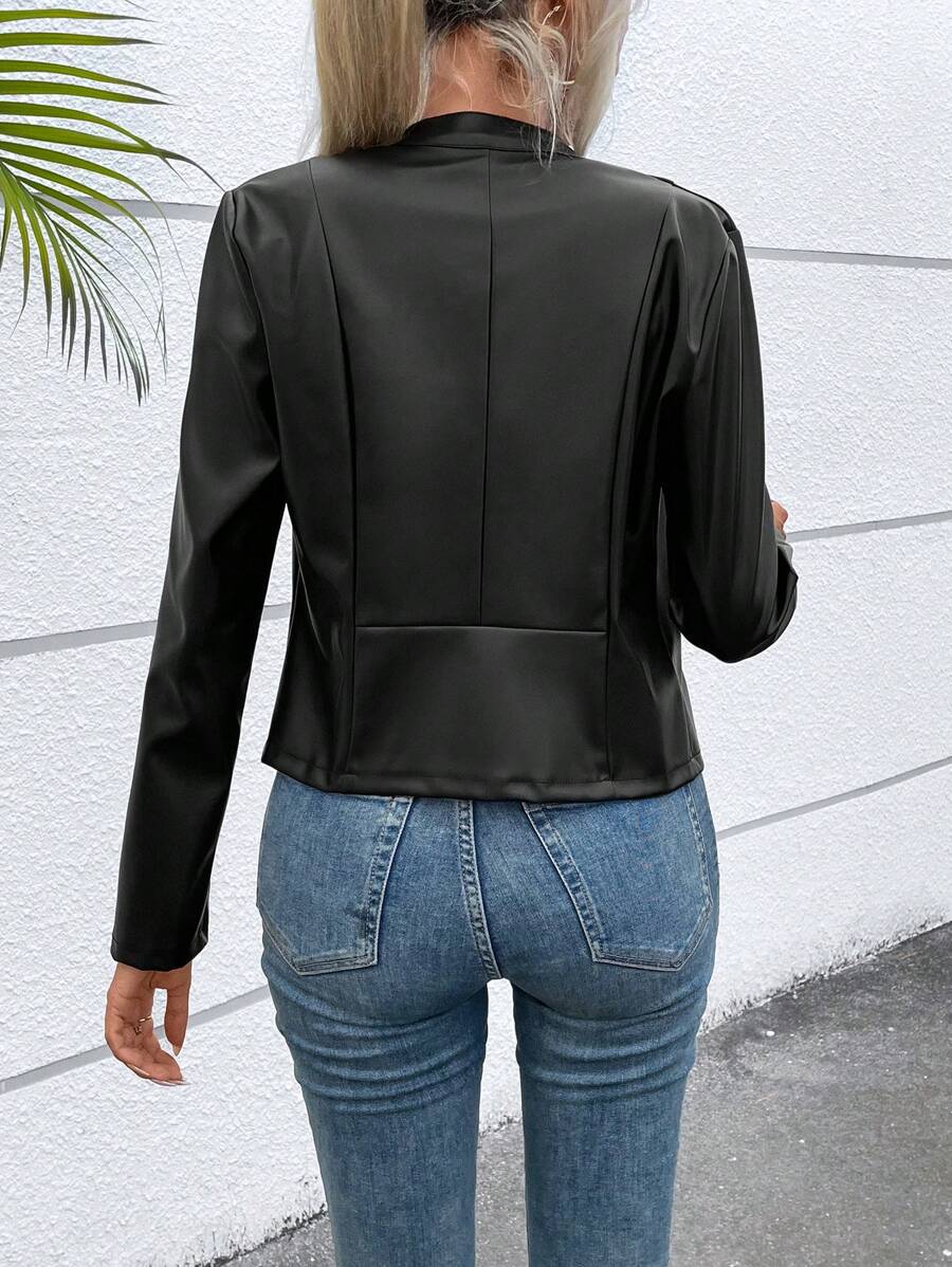 SHEIN جاكيت نسائي أسود بسحاب