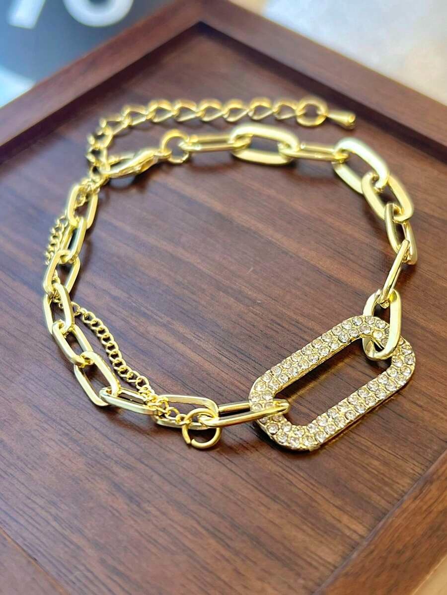 SHEIN سوار بلمسة أنيقة مزين بحجر الراين اللامع