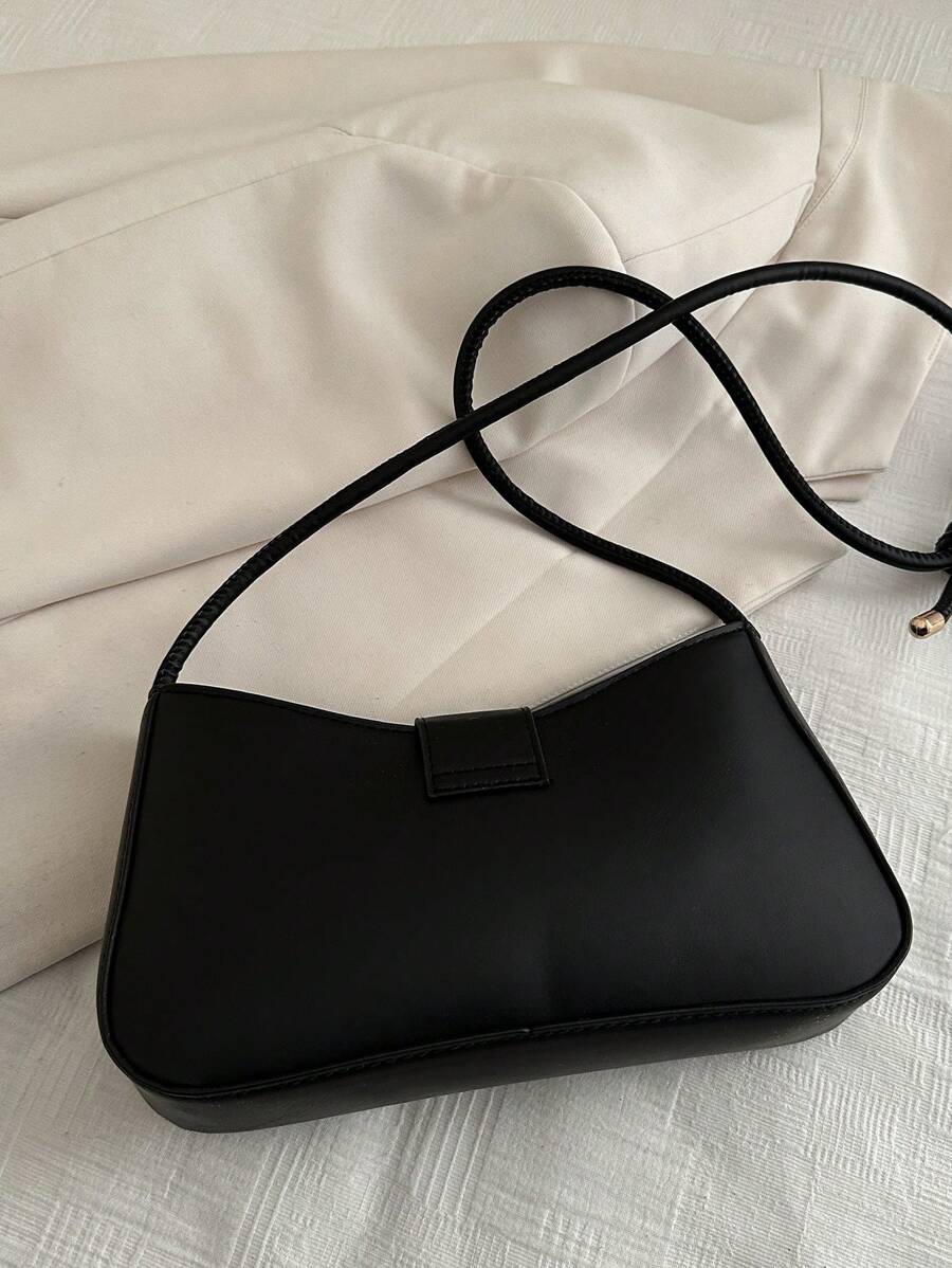 SHEIN حقيبة كتف سوداء كاجوال صلبة اللون