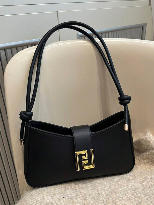SHEIN حقيبة كتف سوداء كاجوال صلبة اللون
