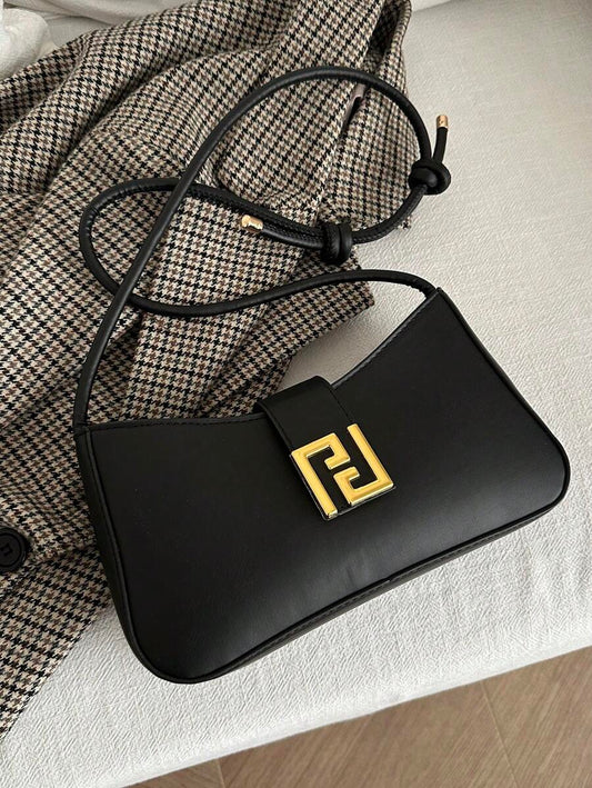 SHEIN حقيبة كتف سوداء كاجوال صلبة اللون