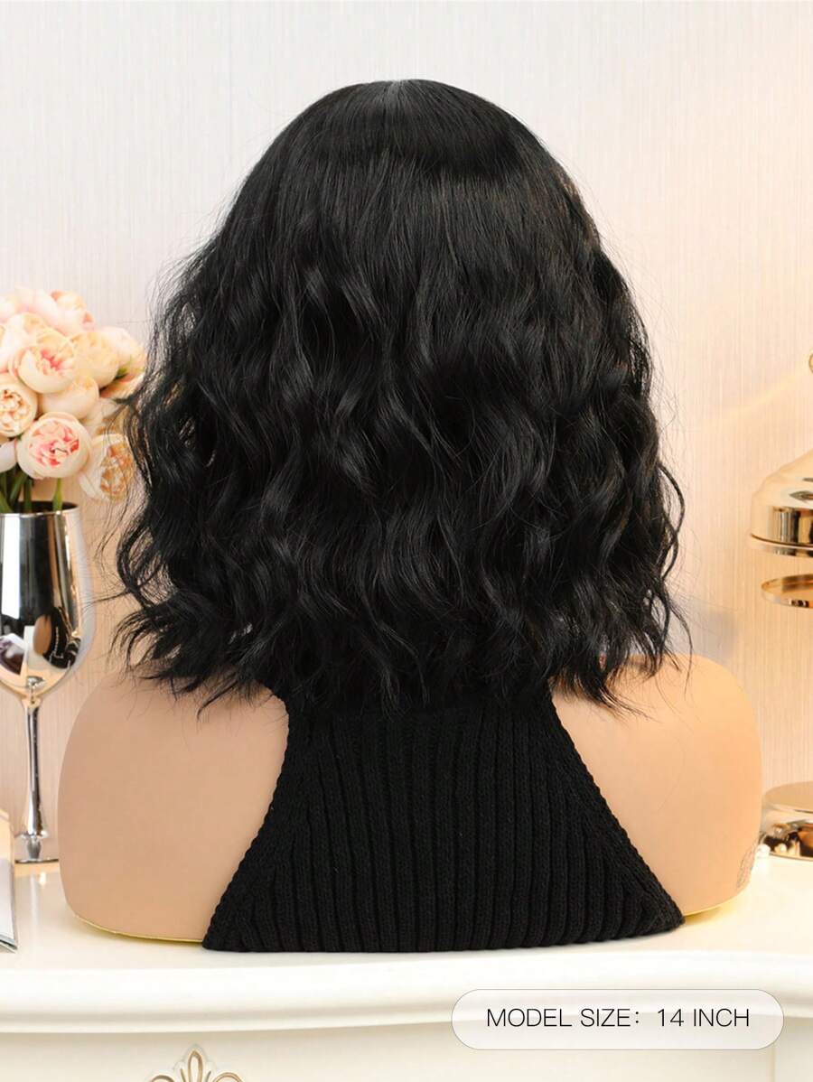 SHEIN شعر مستعار أسود قصير مجعد 14 بوصة