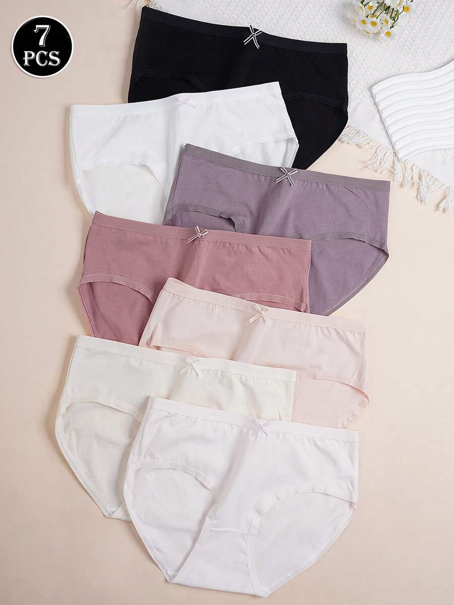 SHEIN طقم 7 سراويل داخلية نسائية مريحة بفيونكة