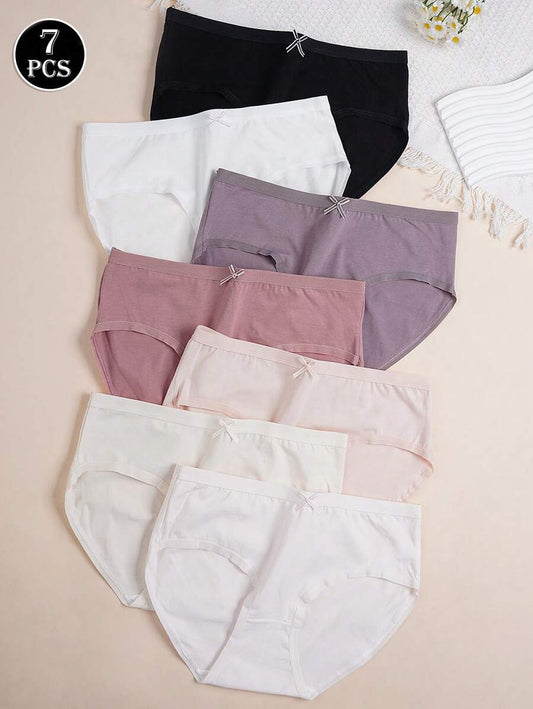 SHEIN طقم 7 سراويل داخلية نسائية مريحة بفيونكة