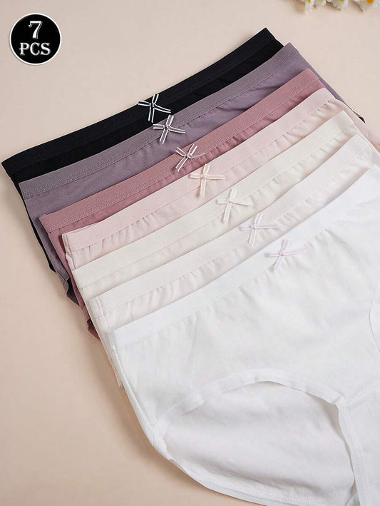 SHEIN طقم 7 سراويل داخلية نسائية مريحة بفيونكة