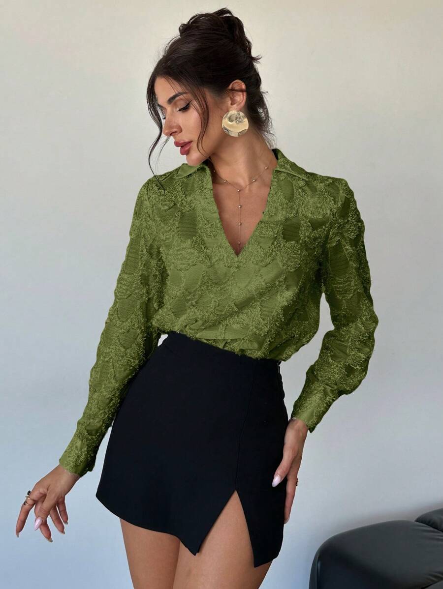 SHEIN Firerie قميص نسائي أنيق دانتيل