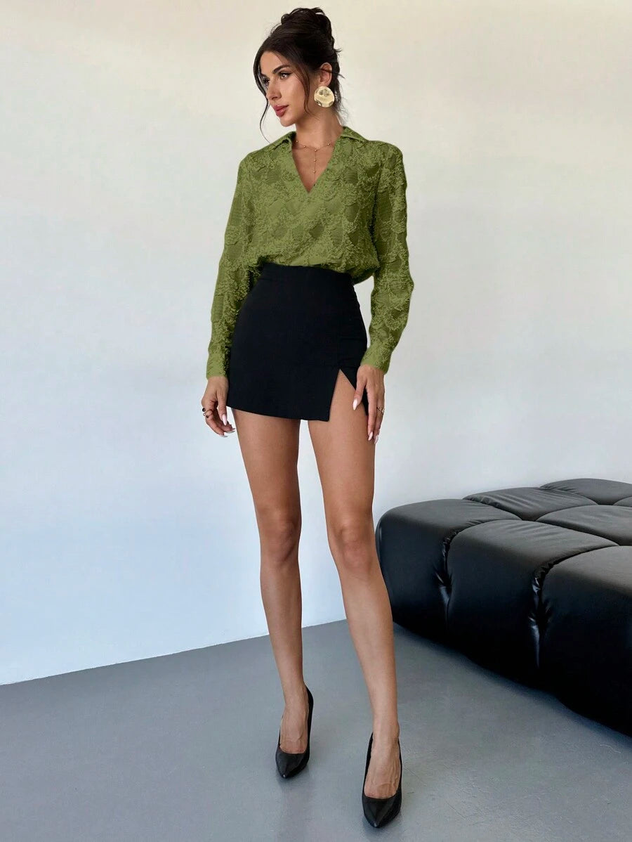 SHEIN Firerie قميص نسائي أنيق دانتيل