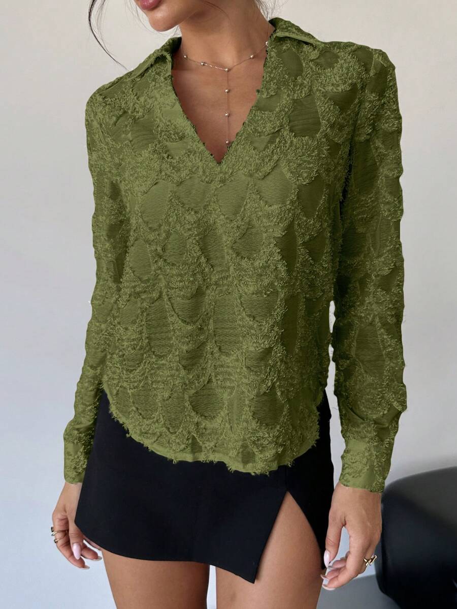 SHEIN Firerie قميص نسائي أنيق دانتيل