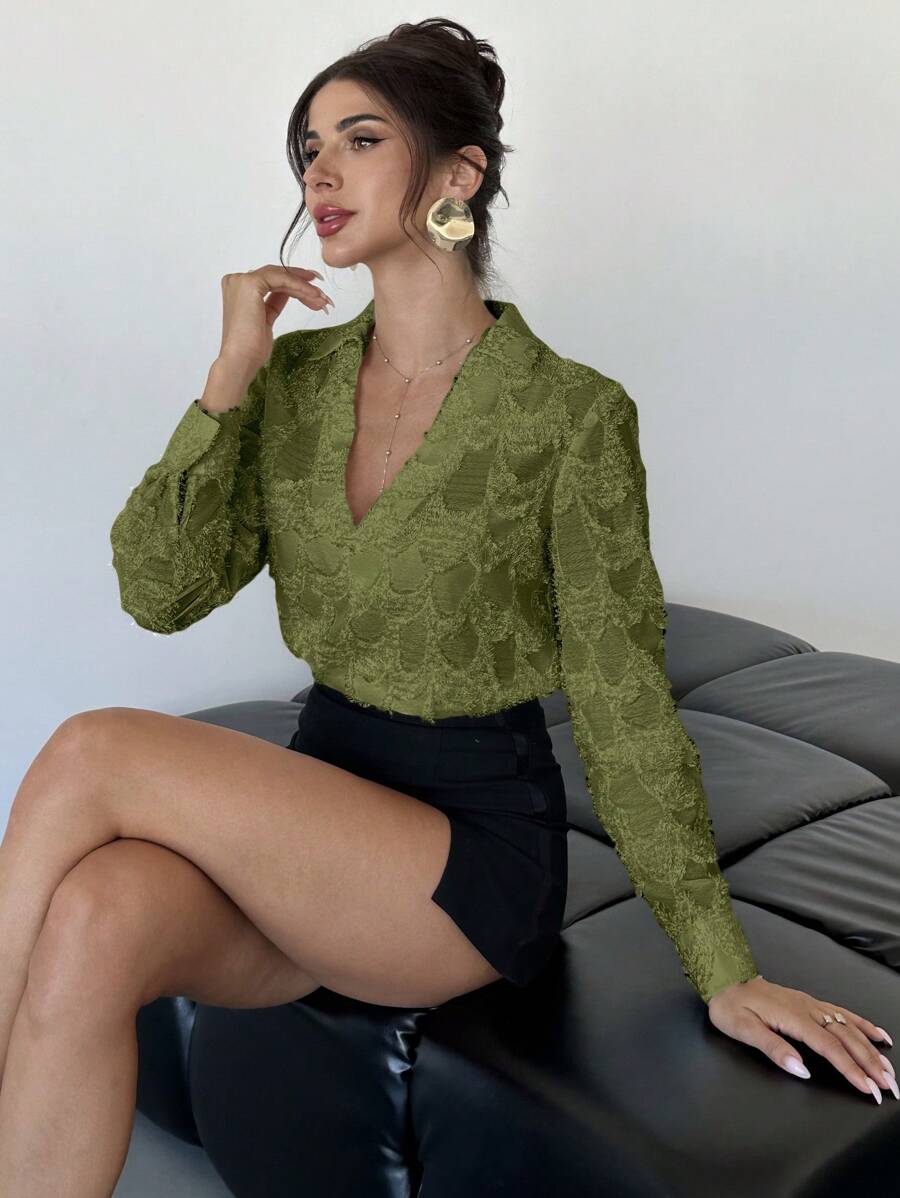 SHEIN Firerie قميص نسائي أنيق دانتيل