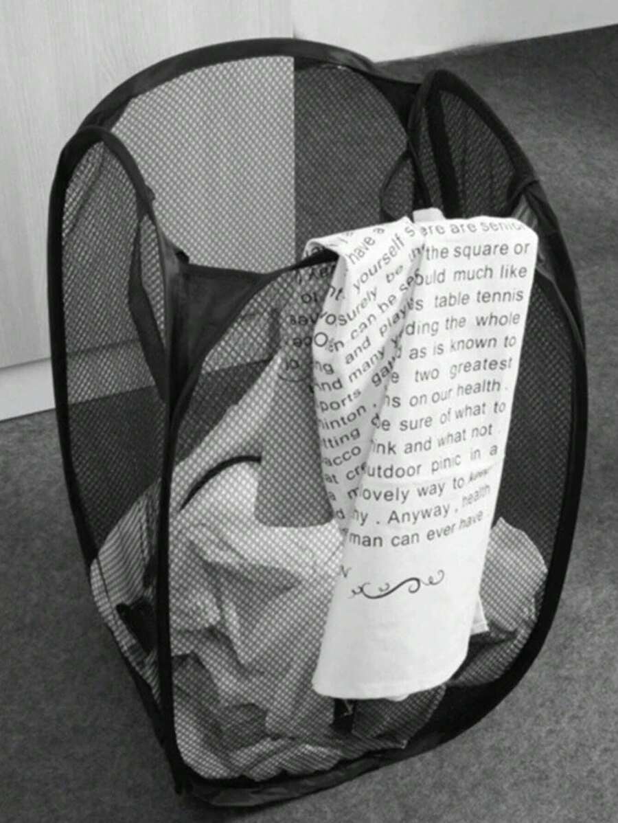 SHEIN سلة غسيل قابلة للطي سوداء بسعة كبيرة ومقابض