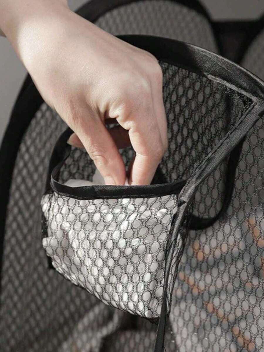 SHEIN سلة غسيل قابلة للطي سوداء بسعة كبيرة ومقابض